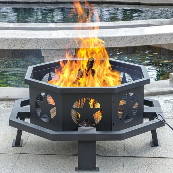 35 inch Fire Pit for Outside, Heavy Duty Wood Burning