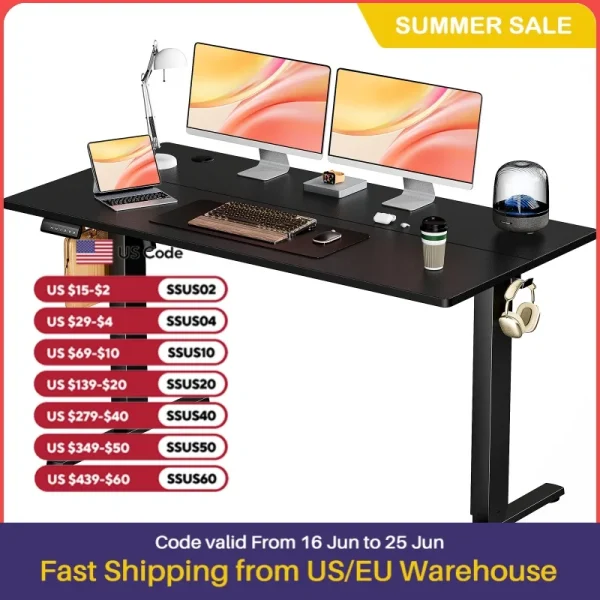 Electric Standing Desk Height Adjustable 55x24 Inch