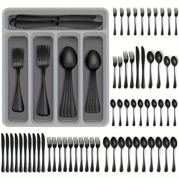 60 Pieces Cutlery Set with Drawer Storage Box