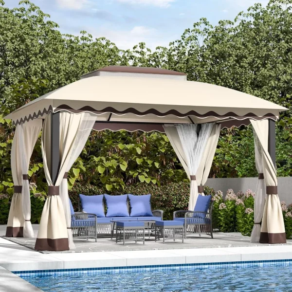 10×13FT Outdoor Gazebo with Mosquito Netting