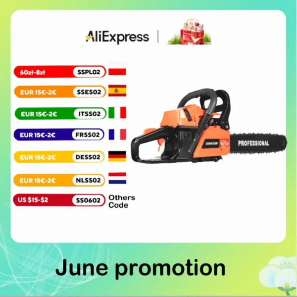 62CC 20Bar Gas Powered Chainsaw with Auto-Oiler System